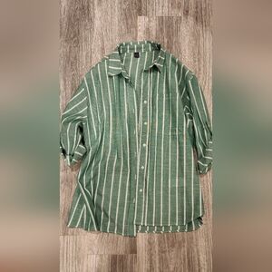 SHEIN Green Striped Women's Blouse